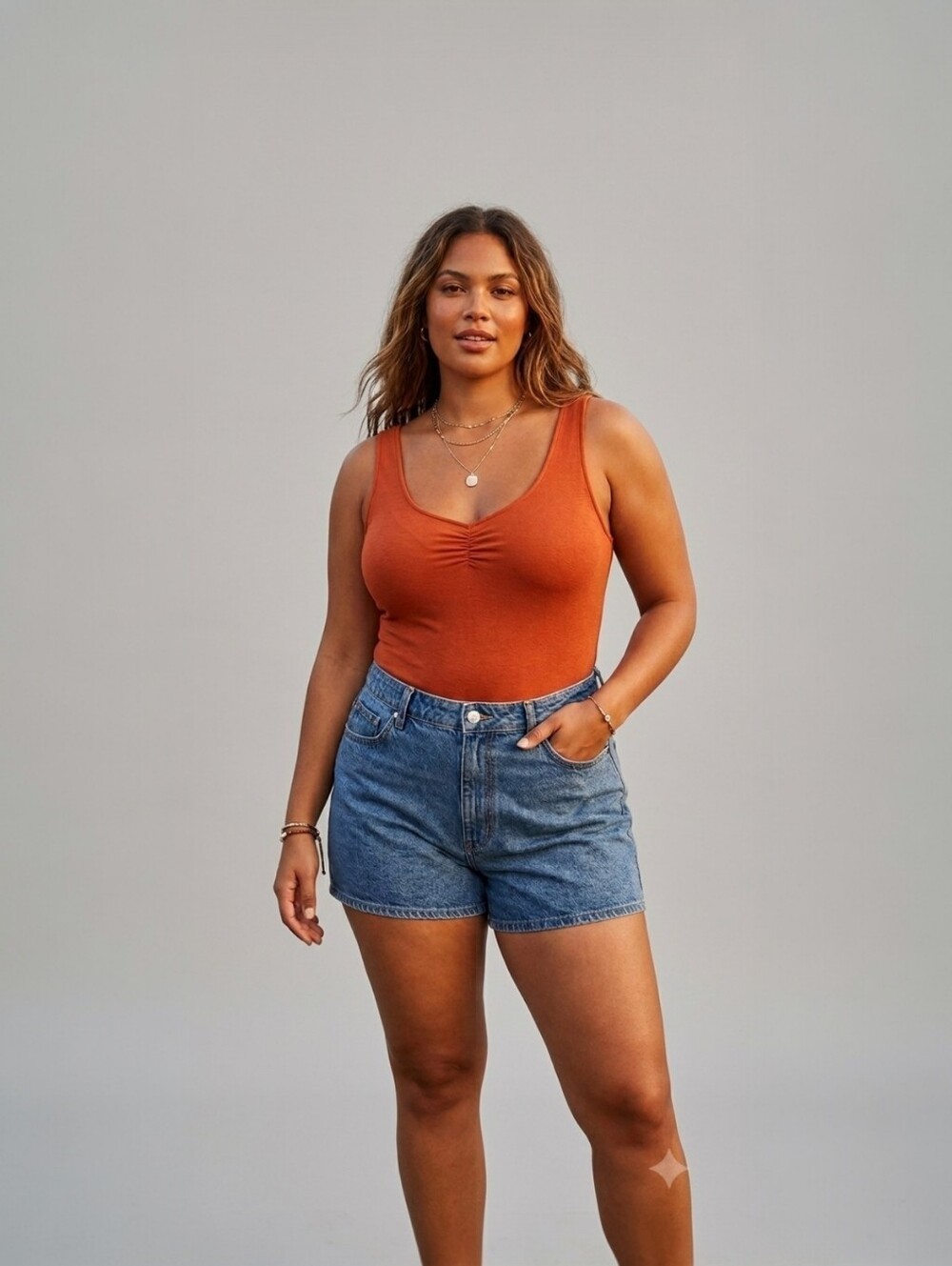 *2/20$* Forever 21 Plus Rust Orange Scoop  Neck Bodysuit